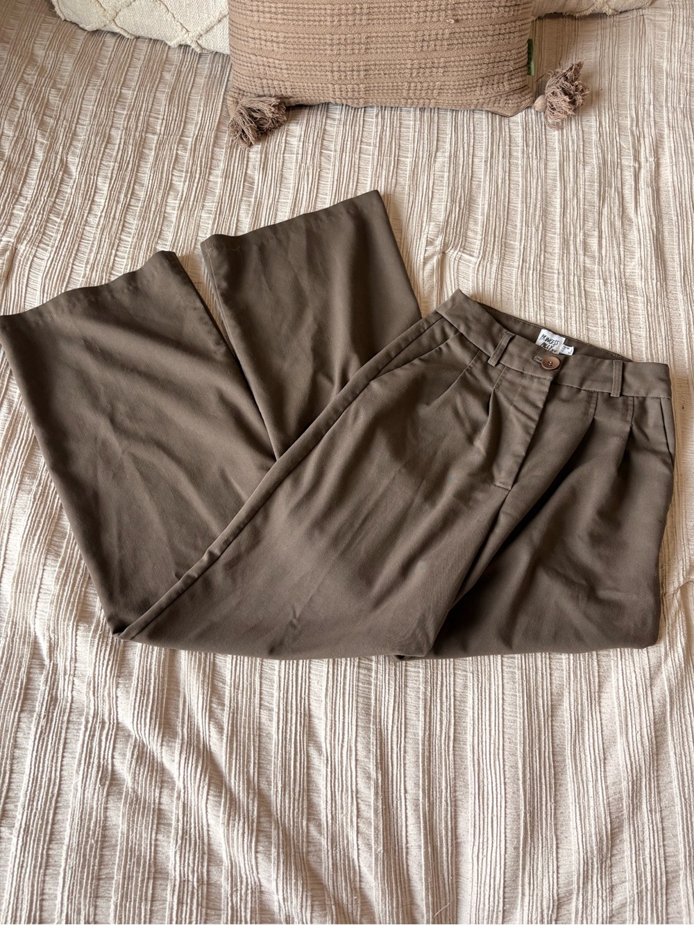 Princess Polly Men's Olive-Brown Pleated Dress Pants